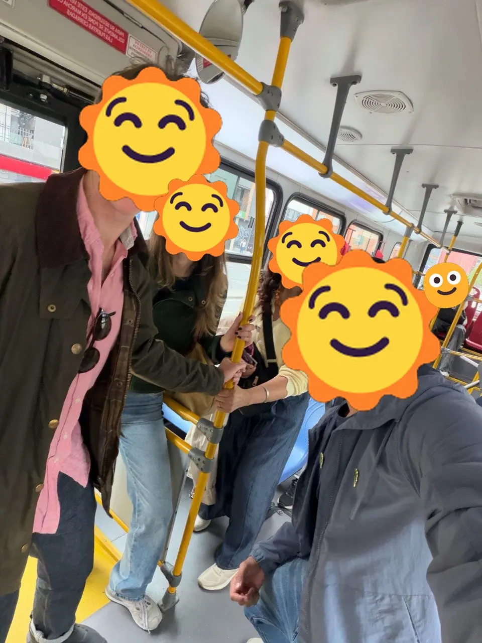 Los muiscas insurgentes on a TransMilenio bus