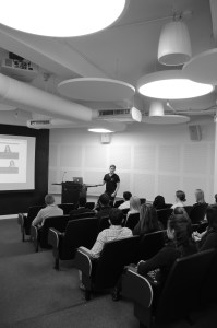 Presenting to 60 bright-eyed, bushy-tailed Compass Fellows